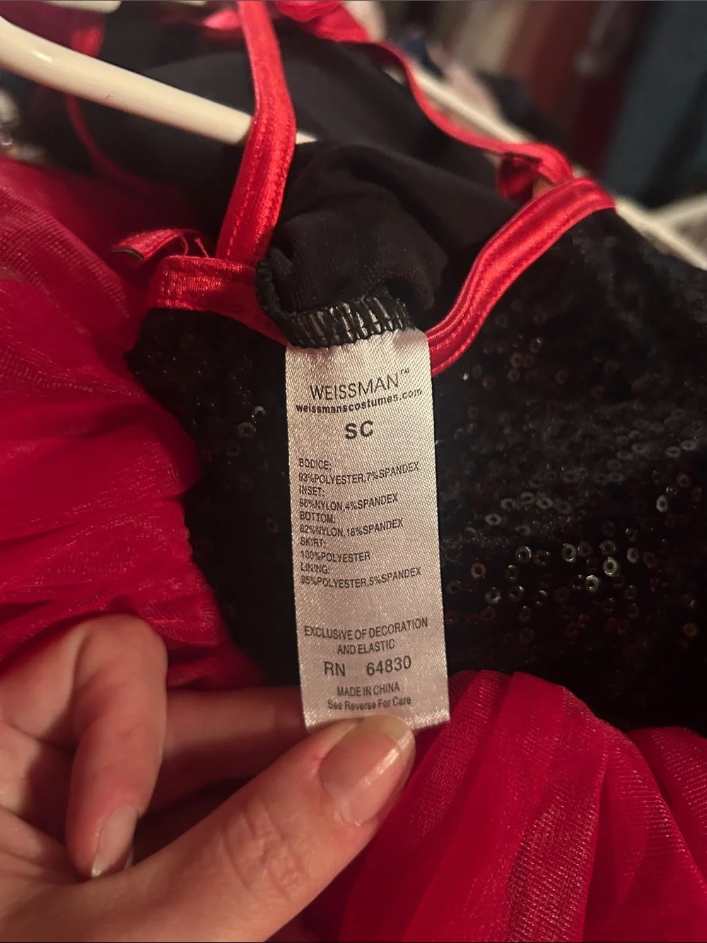 Weissman Red and Black Sequin Tutu Dance Costume with Bow